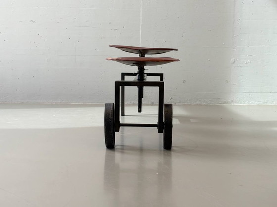 Image 1 of ndustrielle Sitzbank von KARE Design mit verstellbaren Ledersitzen, 2000er Jahre