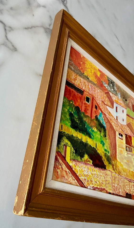 Vecchio dipinto Villaggio al sole – Dipinti e disegni, Legno (photo 4 of 6)