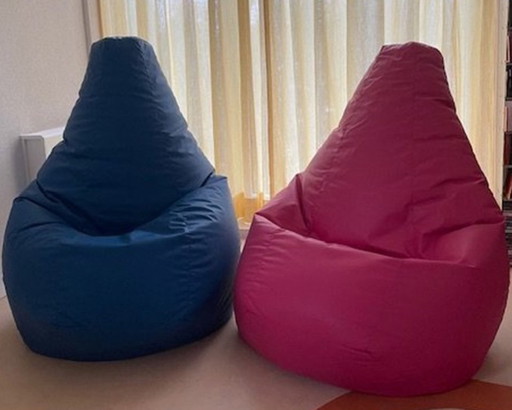 2x zanotta beanbag Sacco 280 blue and pink