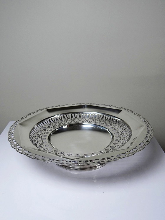 Image 1 of Large openwork bowl on a silver-plated metal stand, made by Dechamps Frères silversmiths