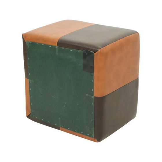 Image 1 of Sgabello quadrato Skai in ecopelle marrone cammello