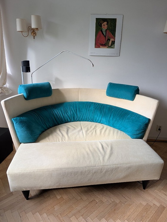 Rarità Ligne Roset Divano "Antares", Peter Maly (1990), Alcantara, Divani 2 posti, Altro, Tessile, Turchese (foto 2 di 9)