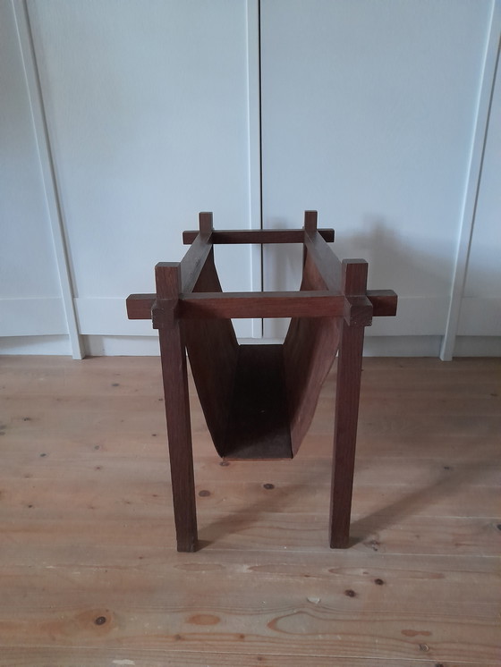 Image 1 of Portariviste danese Skjøde Skjern in teak e pelle scamosciata