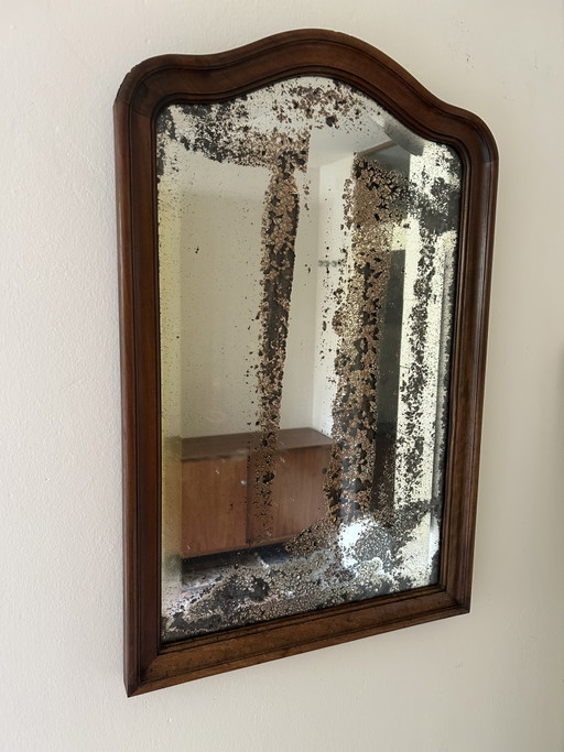 Specchio antico bisellato e invecchiato con cornice in rovere – spiegels, Wood, Glass