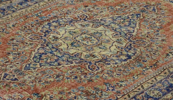 Grande tappeto turco vintage Oushak 260 × 167 cm | Tappeto medaglione in lana anatolica tessuto a mano (photo 7 of 10)
