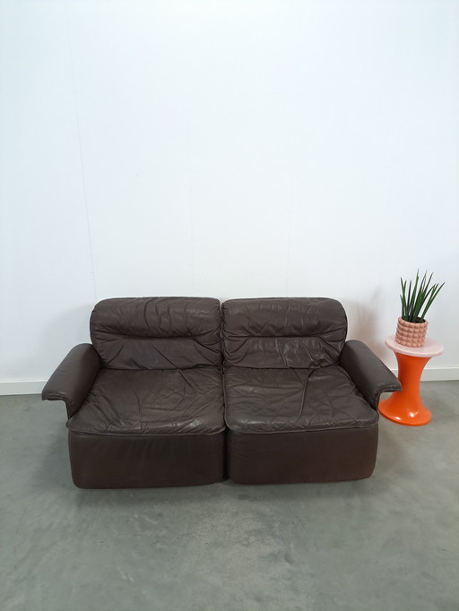 Brown leather modular sofa, sofa vintage