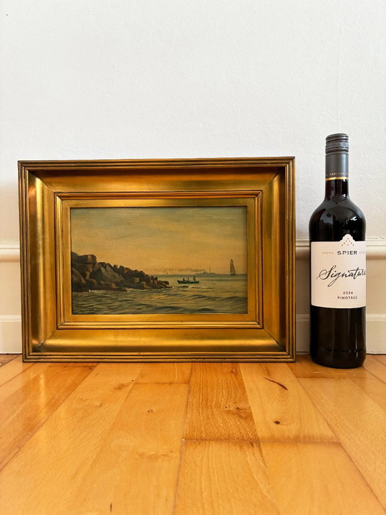 Antique Signed Sailing Ship Seascape Oil Painting – Paintings & Drawings, Wood (photo 19 of 26)