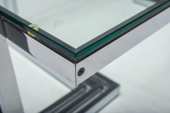 Image 1 of Vintage salontafel in chroom en glas, jaren 1960