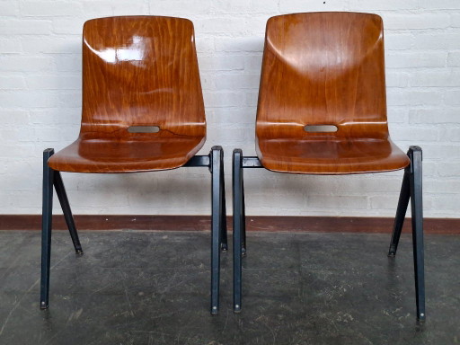 2x Plywood Stoelen Van Thur Op Seat – eetkamerstoelen, Metal