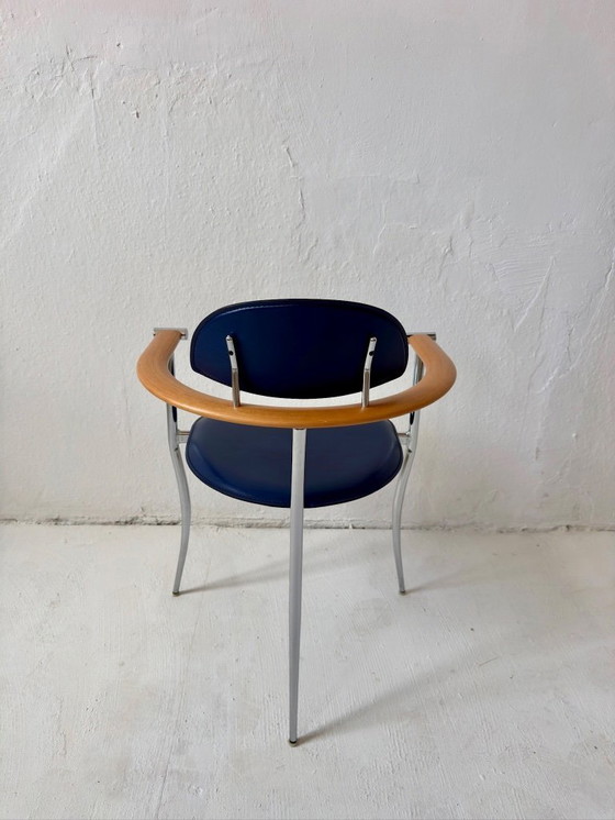 Image 1 of Sillas Stiletto en cuero azul de Arrben con estructura cromada
