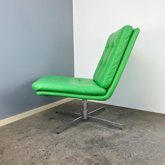 Image 1 of Swivel vintage Easy Chair, chrome and imitation leather, 70s, Midcentury