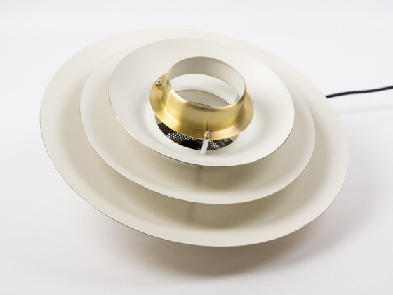 Danish vintage pendant lamp Jeka by Kurt Wiborg, 1980s, Aluminium, Gold (photo 7 of 10)