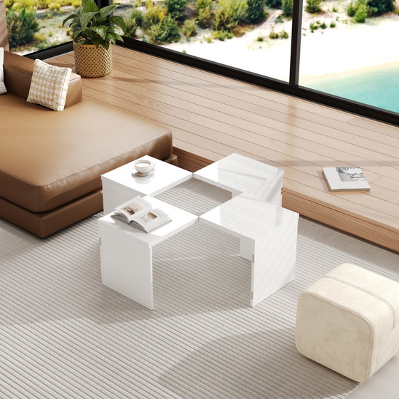 Image 1 of Urban Meuble White Glossy square coffee table, table top with free combination UVVEDS
