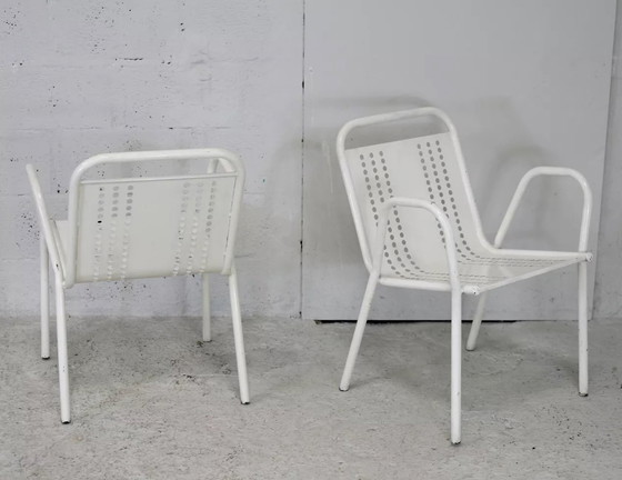 Image 1 of 2x Alveolate Steel Armchairs France
