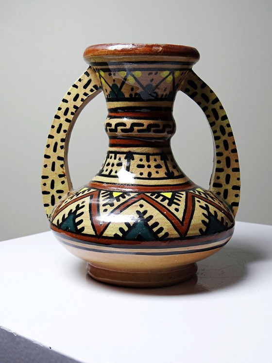 Image 1 of Small ceramic vase with handles from Safi, signed, Morocco, 1960s-1980s