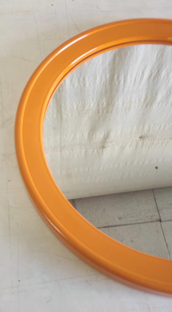 Image 1 of Round Orange Plastic Mirror - 1970s