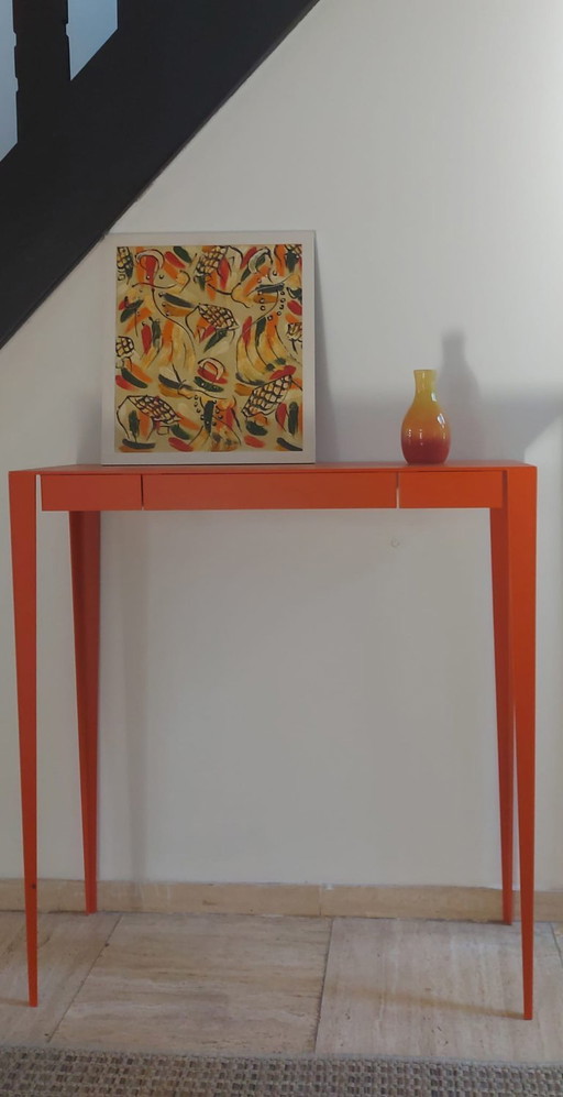 Orange Console/Dressing Table with 3 Drawers