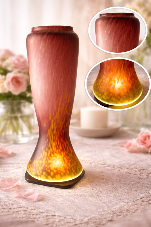 Marmonian vase with a layer of double-layered crystal, attributed to Schneider