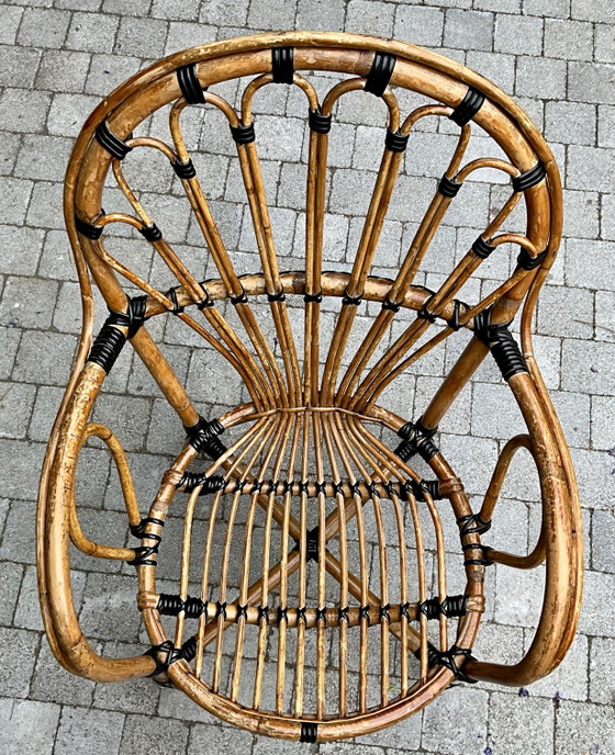 Vintage Rattan Peacock Armchair – France, 1970s – Plastic (photo 5 of 10)