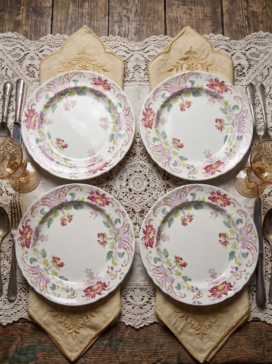 4 Antieke Longchamp Pâquerettes polychrome aardewerk dessertborden – Servies, Ceramic, Vintage (photo 2 of 15)