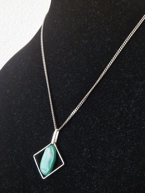 Silver design pendant with malachite and silver necklace – 925, Decorative Objects (photo 4 of 9)