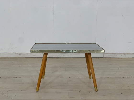 Image 1 of Mesa de centro de mediados de siglo mesa con forma de riñón estantería flor banco