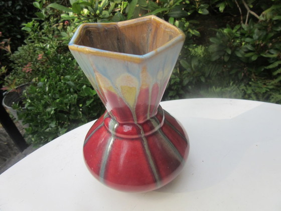 Art Deco Octagonal Ceramic Vase Made in Belgium (Attributed) (photo 6 of 12)