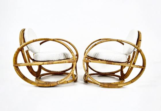 Image 1 of Pair of Italian Rattan Armchairs, 1960s