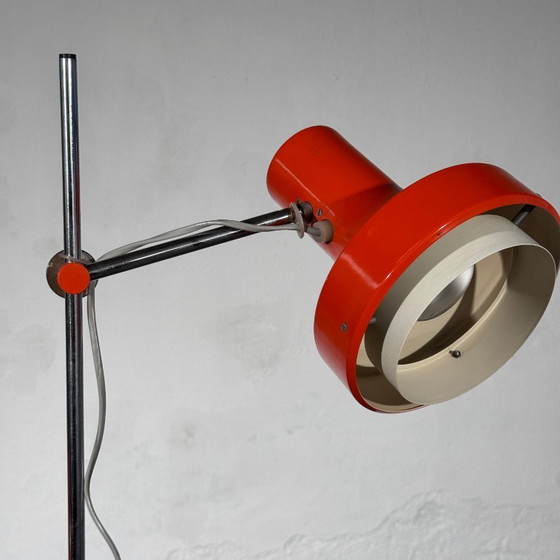 Josef Hurka Oranje Dubbelschalige Vloerlamp, jaren 60 – Vloerlampen, Chrome (photo 5 of 10)