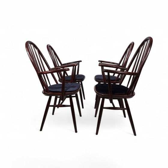 Image 1 of Set of 4 Windsor chairs, mahogany, 1960