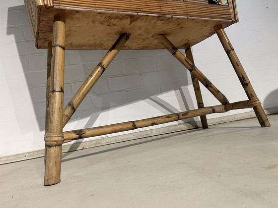 Image 1 of Vintage bamboe bar retro barkruk 