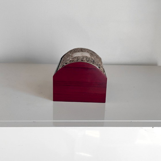 Image 1 of WOODEN BOX WITH STERLING SILVER LID