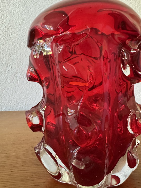 Image 1 of Red Murano Glass Vase 70's