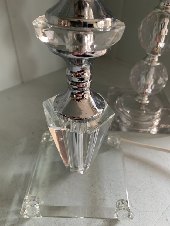 Image 1 of Bellissimo set di lampade da tavolo vintage a forma di globo impilate/vetro acrilico