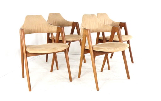 Set di 4 sedie Compass di Kai Kristiansen per SVA Mobler, design vintage danese. – eetkamerstoelen, Wood