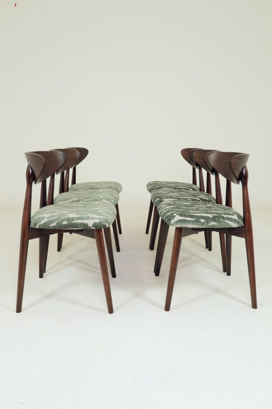 Image 1 of Juego moderno de 6 sillas de comedor con tapicería de jacquard estampado.