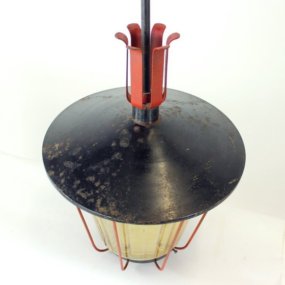 Image 1 of Vintage Ceiling Pendant Railway Light, Czechoslovakia 1940s