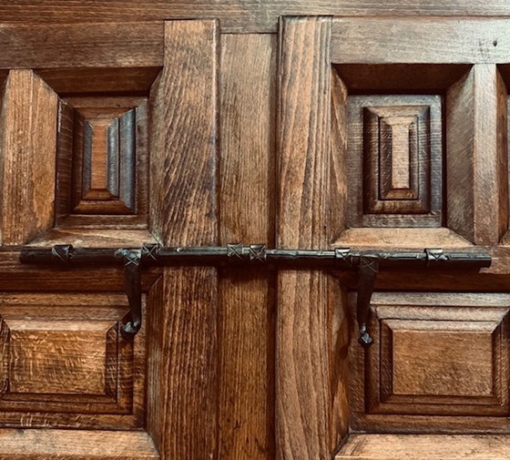 Image 1 of Spanish Oak Brutalist Closet Sideboard