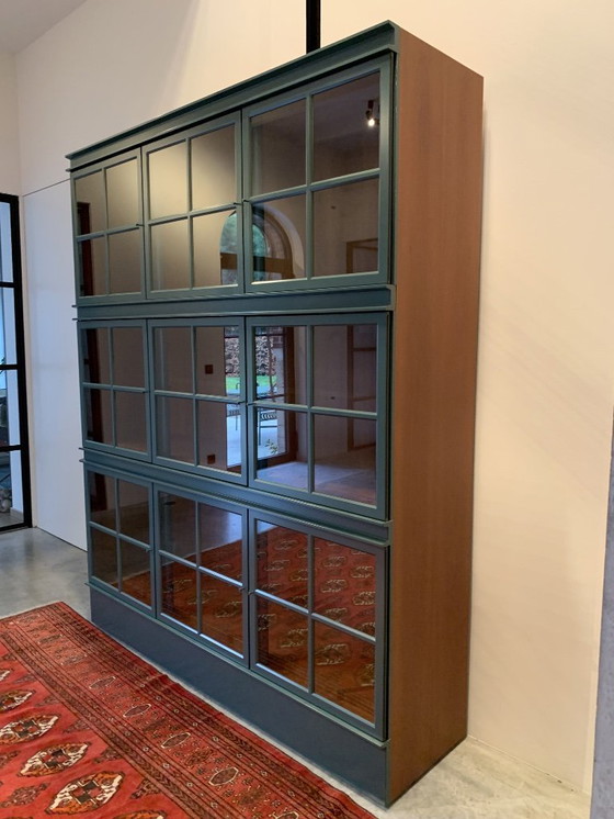 Image 1 of Vetrina Molteni Piroscafo 9 ante acciaio verde/ciliegio