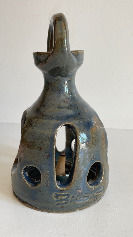 Image 1 of Signed Incense Burner Vintage Handmade Stoneware