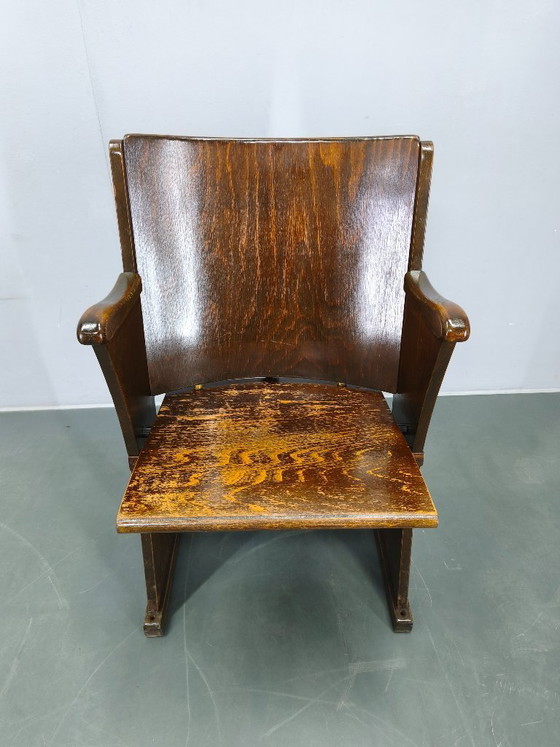 Image 1 of Poltrona da cinema vintage anni '50 in legno di faggio, seduta da teatro.