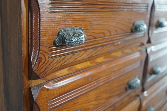 Image 1 of Mobiletto da farmacia francese d'epoca in pino, anni '20