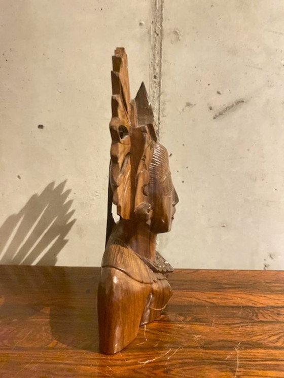 Image 1 of Sculpture américaine en bois sculpté du milieu du XXe siècle, d'inspiration amérindienne