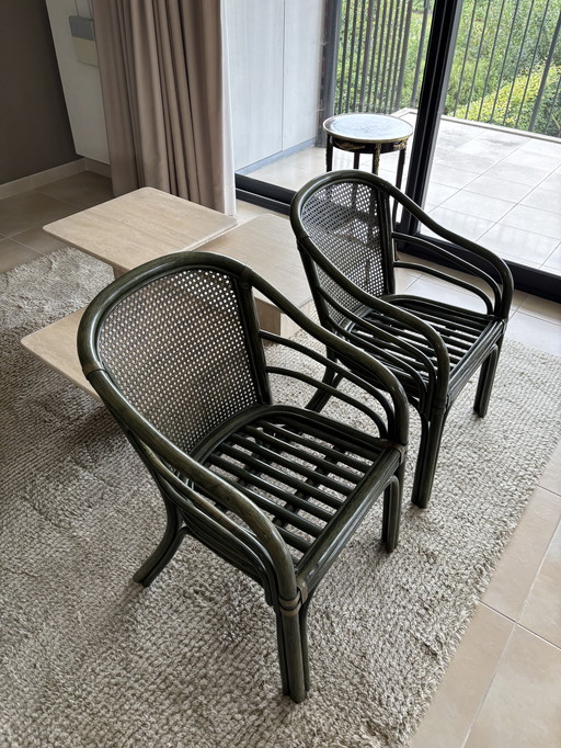 2 chaises en rotin (avec coussin)
