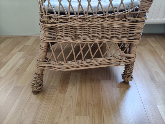 Vintage Wicker Chair – Armchairs, Rattan, Textile (photo 7 of 7)
