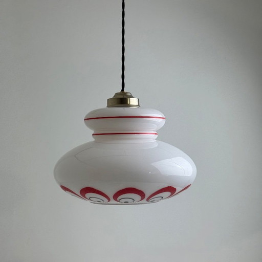 Lampada a sospensione vintage in vetro opalino, anni '70 – hanglampen, Glass