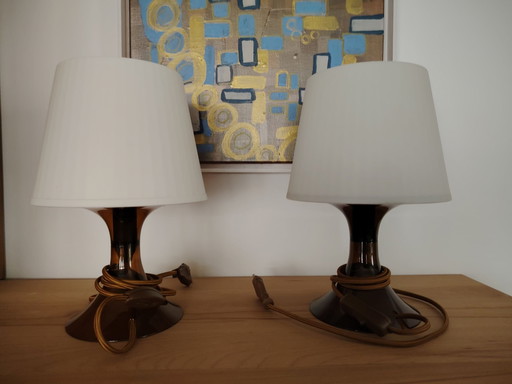 2x Lámpara de mesa IKEA Lampan Vintage / Retro Diseño Öjerstam / Elebäck – Versión Rara (Ámbar / Marrón).