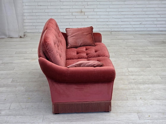 Image 1 of 1980s, Scandinavian 2-seater sofa, pink furniture velour.