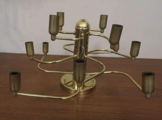 Image 1 of Lampadario a spirale in ottone a 3 livelli e 12 luci, metà secolo, anni '60