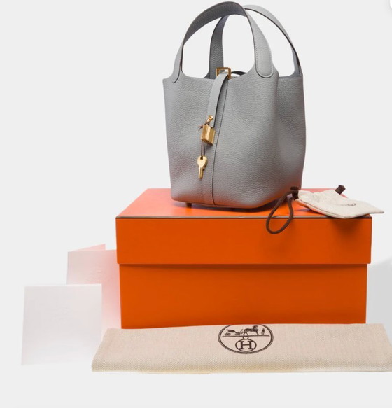 Image 1 of Sac HERMES Picotin en Cuir Gris - 103581